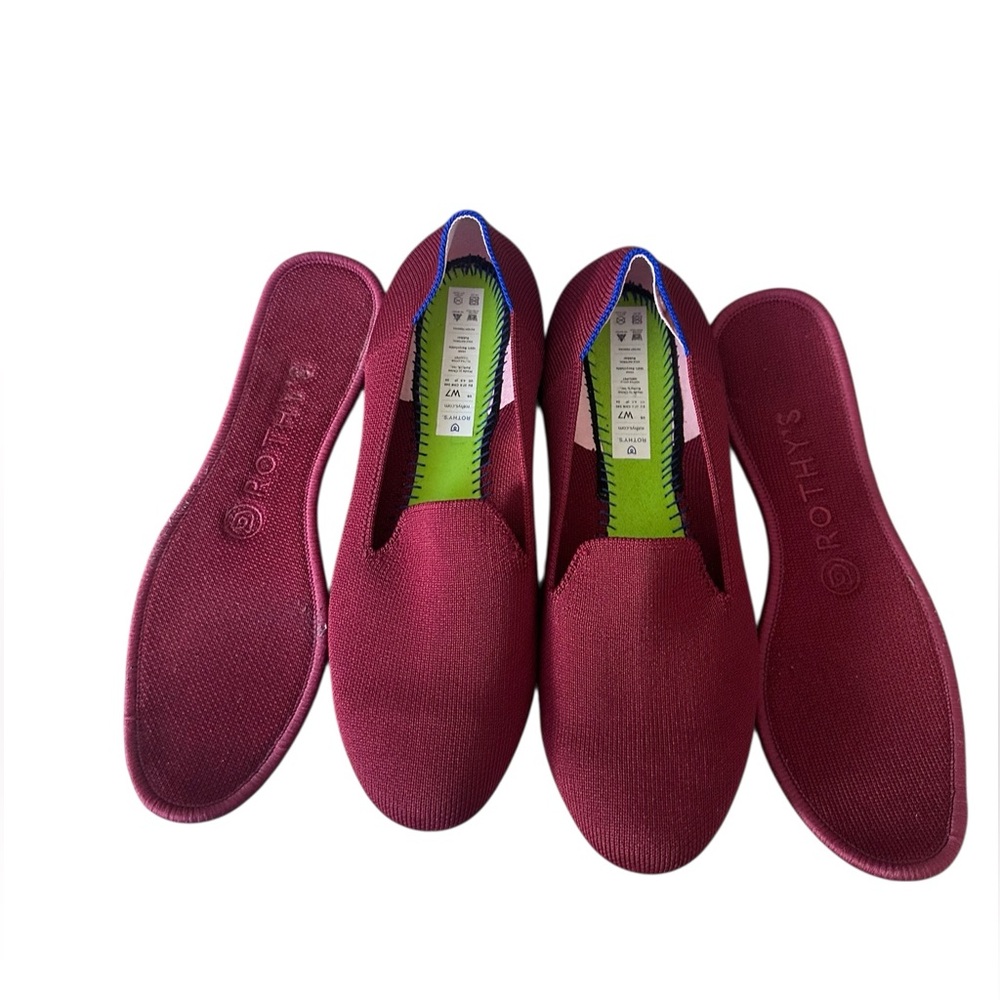 Rothy’s The Loafer In Burgundy Size 7 Rounded Toe Comfort Comfy Recycled - Picture 4 of 12